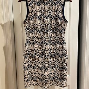 EUC AMAZING Lace Cocktail Dress! NavyCream. Size S